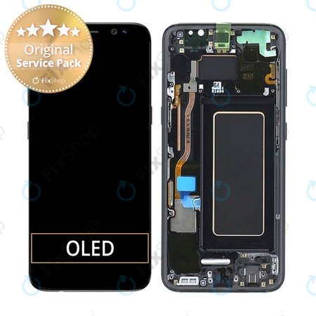 Samsung Galaxy S8 G950F - LCD zaslon + steklo na dotik + okvir (Midnight Black) - GH97-20457A, GH97-20473A, GH97-20458A, GH97-20629A Genuine Service Pack