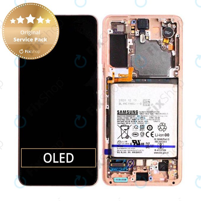 Samsung Galaxy S21 G991B - LCD zaslon + zaslon osjetljiv na dodir + okvir + baterija (Phantom Pink) - GH82-24716D, GH82-24718D Originalni servisni paket