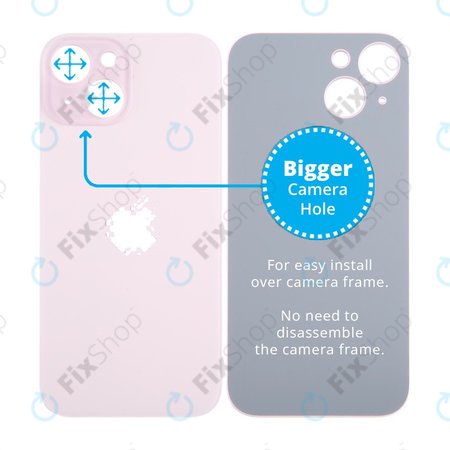 Apple iPhone 15 - Steklo zadnjega ohišja s povečano luknjo za kamero (Pink)