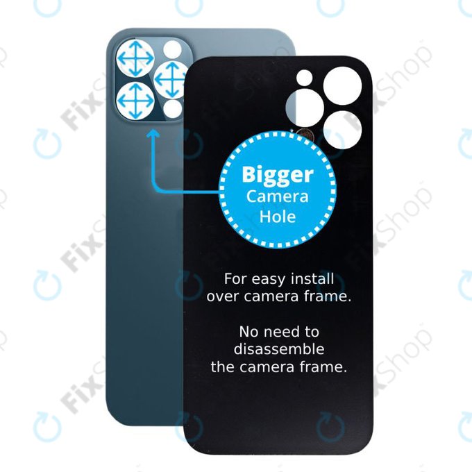 Apple iPhone 12 Pro - Staklo stražnjeg kućišta s većom rupom za kameru (plavo)