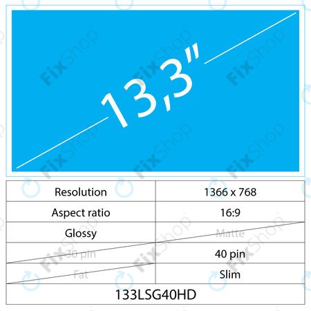 13.3 LCD Slim Glossy 40 pin HD