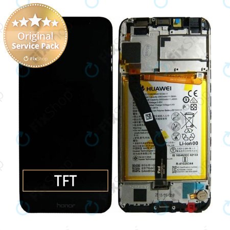 Huawei Honor 7A - LCD zaslon + zaslon osjetljiv na dodir + okvir + baterija (crna) - 02351WDU