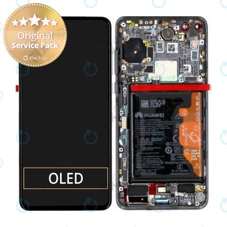 Huawei P40 - LCD zaslon + zaslon osjetljiv na dodir + okvir + baterija + senzor otiska prsta (crni) - 02353MFA