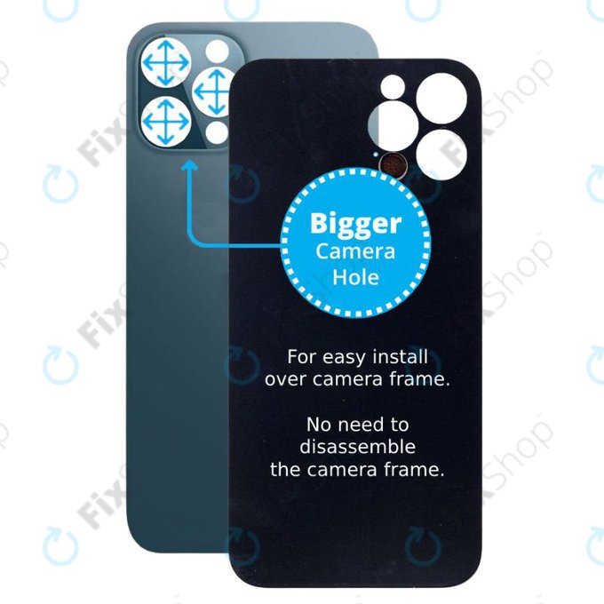 Apple iPhone 12 Pro Max - Stražnje staklo kućišta s većom rupom za kameru (plavo)