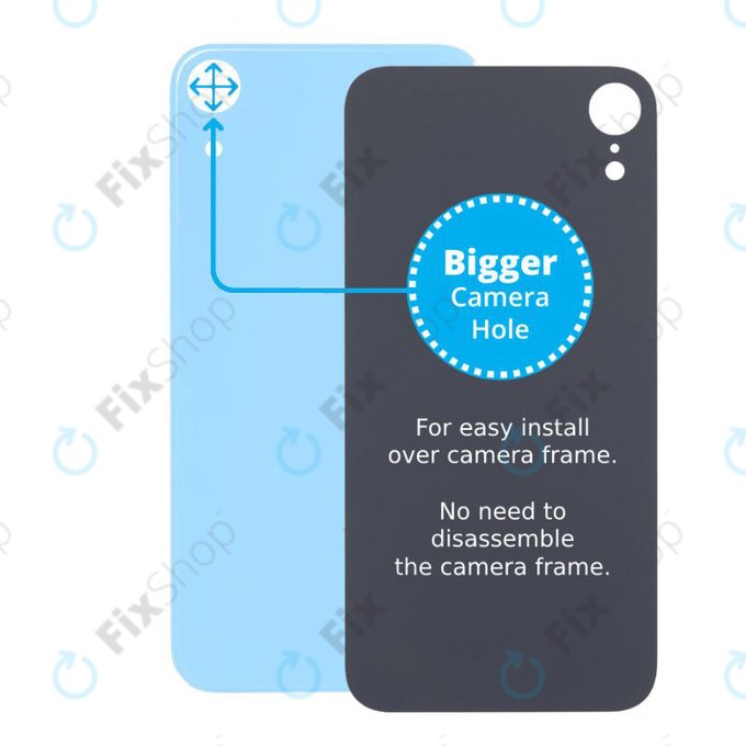 Apple iPhone XR - Staklo stražnjeg kućišta s većom rupom za kameru (plavo)