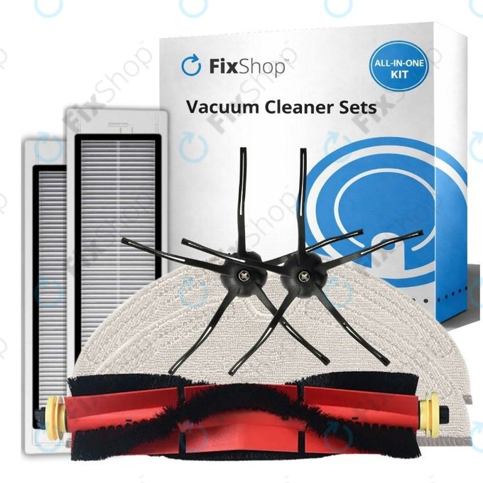 Set rezervnih dijelova za Xiaomi Roborock S5 Max, S6, S6 MaxV, S6 Pure, Xiaowa E3 (1x Glavna četka, 2x Filter, 2x Bočna četka – crna, 2x Krpa za brisanje)