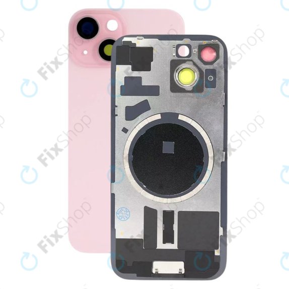 Apple iPhone 15 - Stražnje staklo kućišta + staklo kamere + metalni okvir + magsafe magnet (Pink)