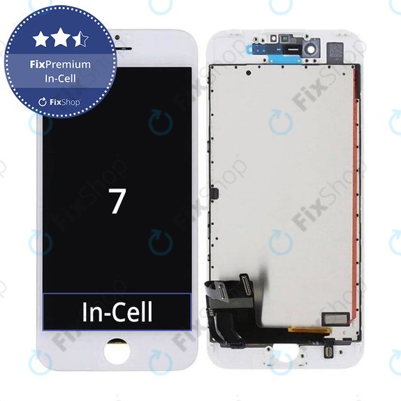 Zaslon In-Cell za iPhone 7, White, Dodirni ekran s okvirom, FixPremium