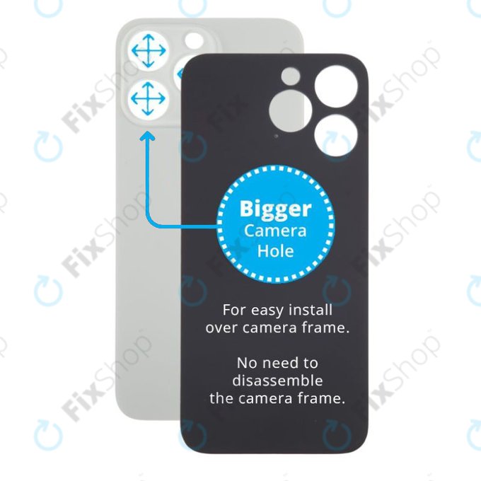 Apple iPhone 15 Pro - Staklo stražnjeg kućišta s većom rupom za kameru (Natural Titanium)