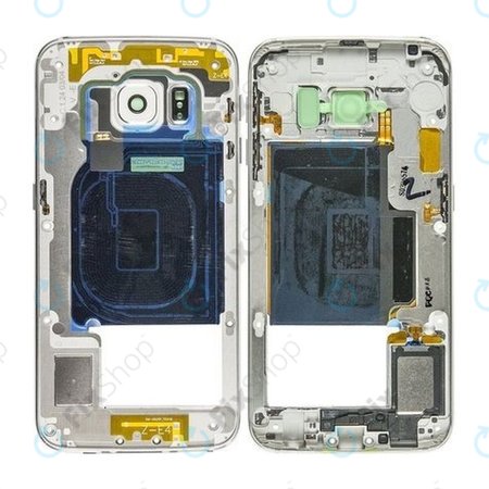 Samsung Galaxy S6 Edge G925F - Srednji okvir (bijeli) - GH96-08376B Originalni servisni paket