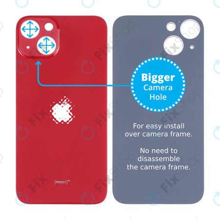 Apple iPhone 13 - Stražnje staklo kućišta s većom rupom za kameru (crveno)