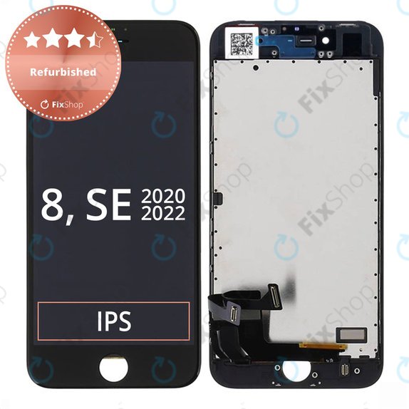 Zaslon za iPhone 8, SE (2020), SE (2022), Black, Dodirni ekran s okvirom, Refurbished