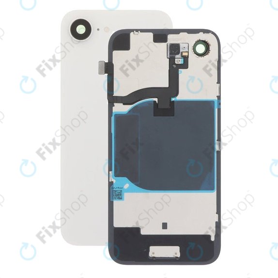 Apple iPhone 16e - Stražnje staklo kućišta + staklo kamere + metalni okvir + Flex kabel (White)