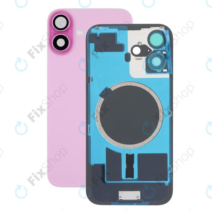 Apple iPhone 16 - Stražnje staklo kućišta + staklo kamere + metalni okvir + Magsafe magnet (Pink)