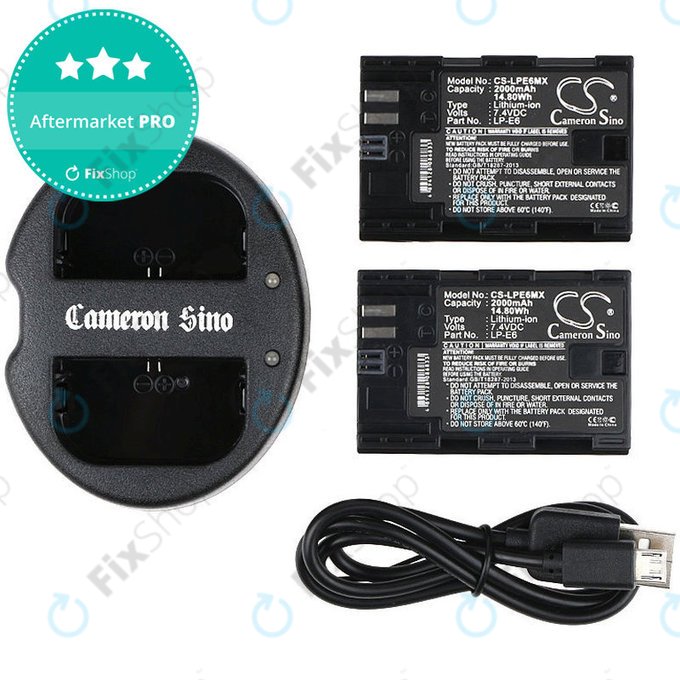 2 baterije s punjačem zaCanon EOS 5D Mark II, EOS 7D, 2000mAh, Li-Ion, 7.4V, LP-E6, HQ