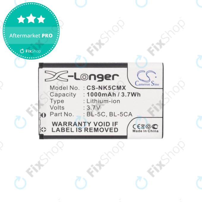 Nokia 1000, 2000, 3000, 6000, 7000, C, N, X-series, Asha 230, MD-12 - Baterija BL-5C, BL-5CA 1000mAh HQ