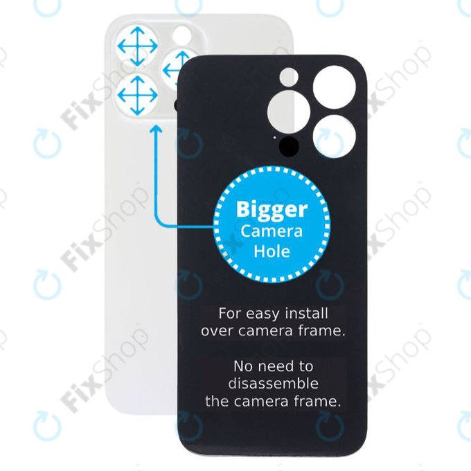 Apple iPhone 14 Pro Max - Stražnje staklo kućišta s većom rupom za kameru (srebrno)