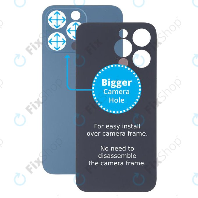 Apple iPhone 13 Pro - Staklo stražnjeg kućišta s većom rupom za kameru (plavo)