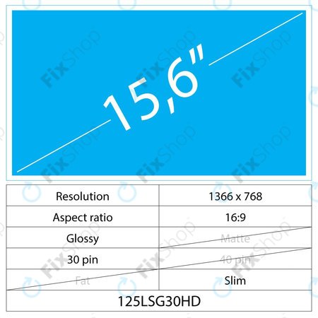 15.6 LCD Slim Glossy 30 pin Full HD Bez zagrada