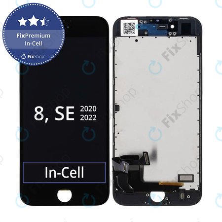 Apple iPhone 8, SE (2020), SE (2022) - LCD zaslon + zaslon osjetljiv na dodir + okvir (crni) In-Cell FixPremium