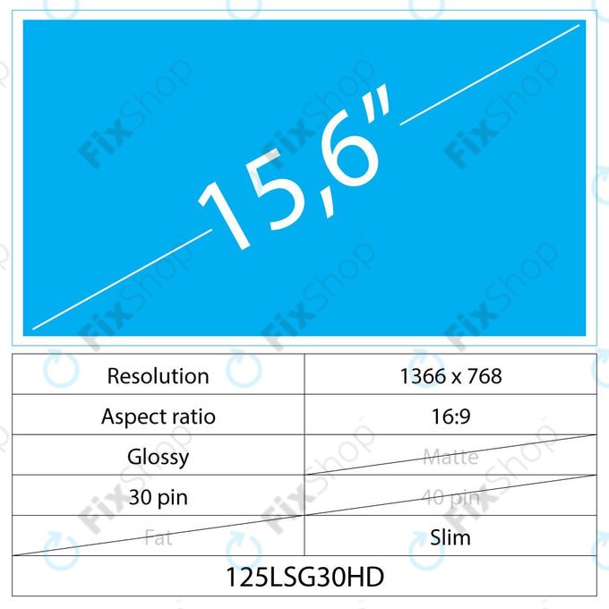 15.6 LCD Slim Glossy 30 pin Full HD Bez zagrada
