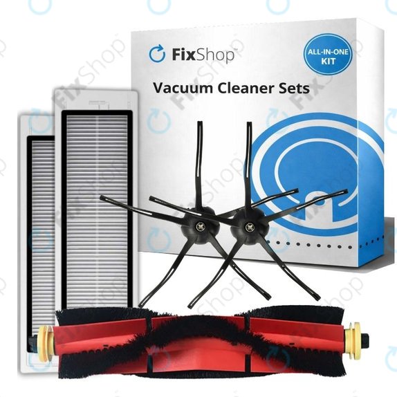 Set rezervnih dijelova za Xiaomi Roborock S5 Max, S6, S6 MaxV, S6 Pure, Xiaowa E3 (1x Glavna četka, 2x Filter, 2x Bočna četka – crna)