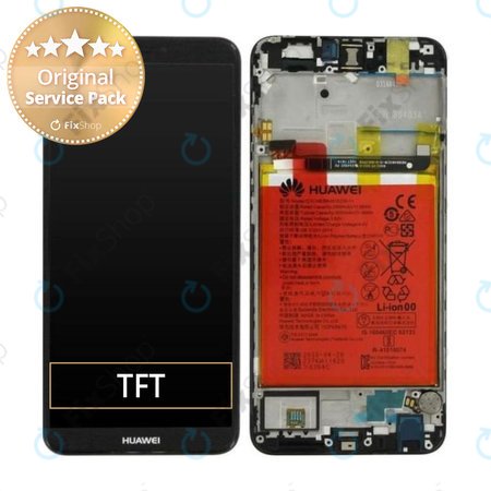 Huawei P Smart FIG-L31 - LCD zaslon + zaslon osjetljiv na dodir + okvir + baterija (crna) - 02351SVJ, 02351SVD, 02351SVK