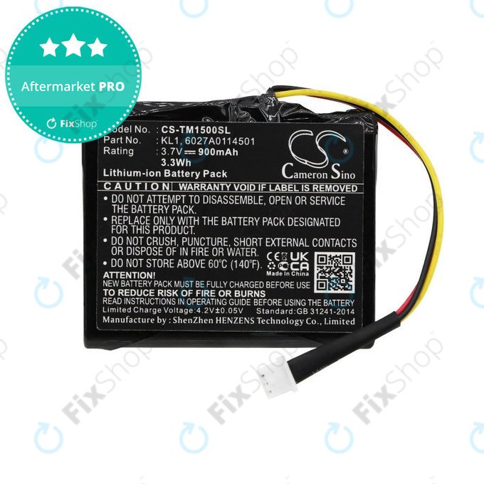 Baterija za TomTom Via 1405, 900mAh, Li-Ion, 3.7V, 6027A0114501, HQ