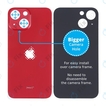 Apple iPhone 13 Mini - Stražnje staklo kućišta s većom rupom za kameru (crveno)