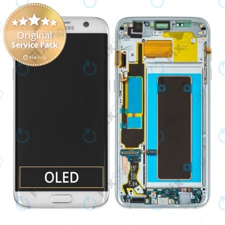 Samsung Galaxy S7 Edge G935F - LCD zaslon + steklo na dotik + okvir (Silver) - GH97-18533B, GH97-18594B, GH97-18767B Genuine Service Pack