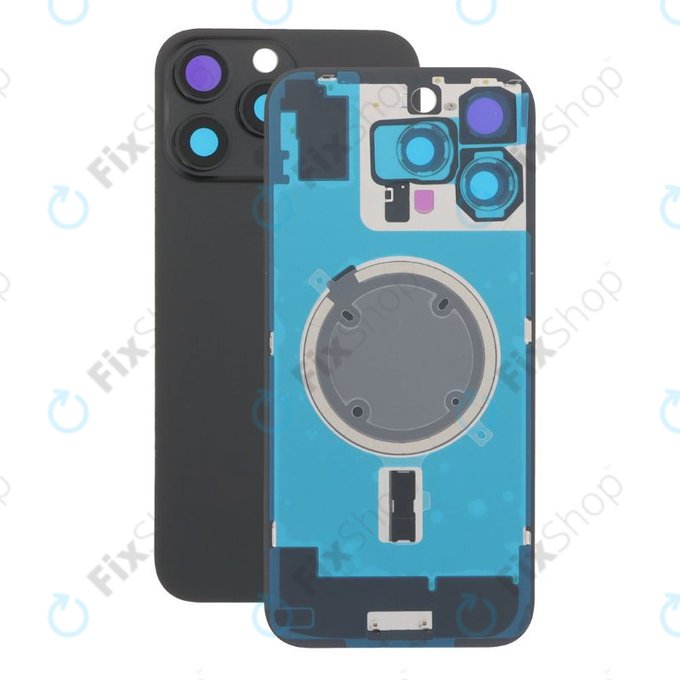 Apple iPhone 16 Pro Max - Stražnje staklo kućišta + staklo kamere + metalni okvir + Magsafe magnet (Black Titanium)