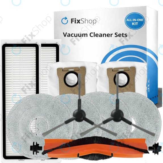 Set rezervnih dijelova za Xiaomi Mi Robot Vacuum S20+, S10+, X20+, X10+ (1x Glavna četka, 2x Filter, 2x Bočna četka – crna, 4x Krpa za brisanje, 2x Vrećica za prašinu)