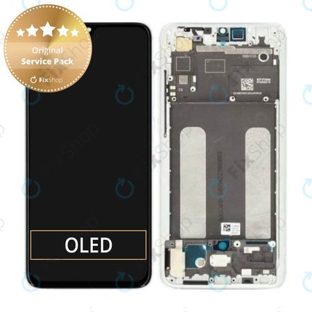 Xiaomi Mi 9 Lite - LCD zaslon + zaslon osjetljiv na dodir + okvir (biserno bijeli) - 560910015033 Originalni servisni paket