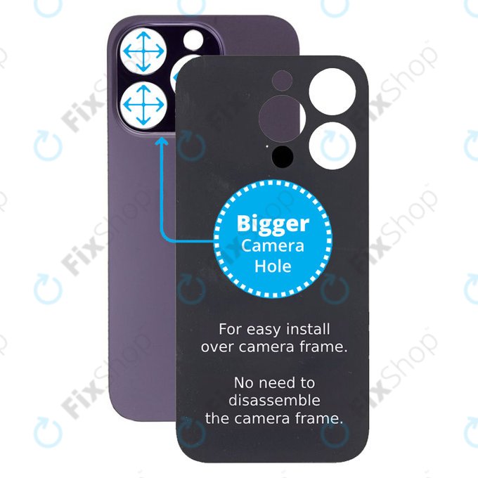 Apple iPhone 14 Pro - Stražnje staklo kućišta s većom rupom za kameru (tamnoljubičasto)