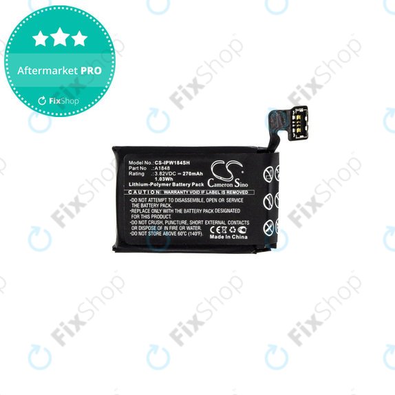 Baterija za Apple Watch 3 38 mm, 270mAh, GPS + Cellular Version, Li-Pol, 3.82 V, A1848, HQ