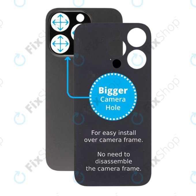 Apple iPhone 14 Pro - Staklo stražnjeg kućišta s većom rupom za kameru (Space Black)