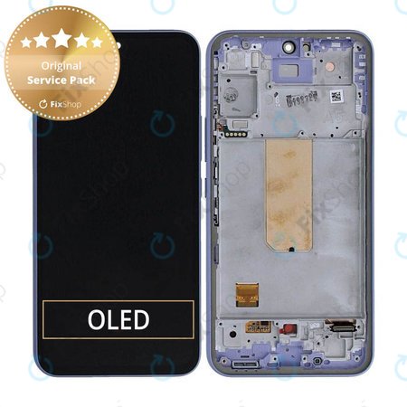 Samsung Galaxy A54 5G A546B - LCD zaslon + zaslon osjetljiv na dodir + okvir (svijetlo ljubičasto) - GH82-31231D, GH82-31232D Originalni servisni paket