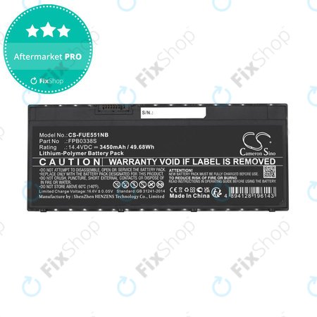 Baterija za Fujitsu Lifebook E4411, E448, E458, 3450mAh, Li-Pol, 14.4V, FPB0338S, HQ