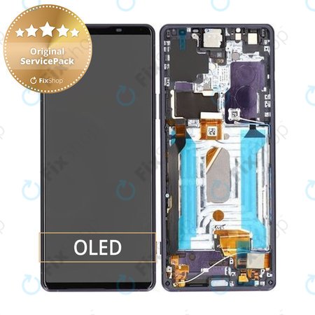 Sony Xperia 1 III - LCD zaslon + zaslon osjetljiv na dodir + okvir (ljubičasti) - A5032175A Originalni servisni paket