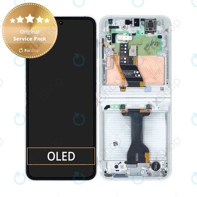 Samsung Galaxy Z Flip 6 F741B - LCD zaslon + zaslon osjetljiv na dodir + okvir (White) - GH82-35014F Genuine Service Pack