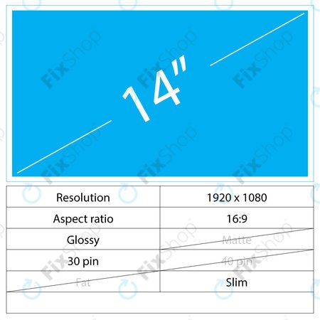 14 LCD Slim Glossy 30 pin Full HD Bez zagrada