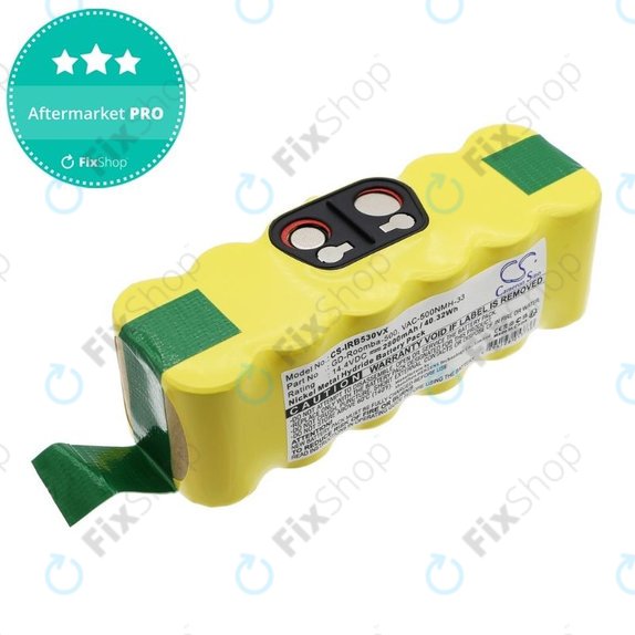 iRobot Roomba 500, 600, 700, 800, 900-series, R3, Scooba 450, Vileda 137173 - Baterija 11702, GD-Roomba-500, VAC-500NMH-33 14.4V 2800mAh HQ