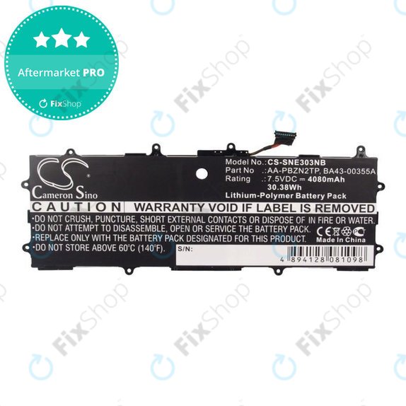 Baterija za Samsung Chromebook Series 3, 4080mAh, Li-Pol, 7.5V, AA-PBZN2TP, HQ
