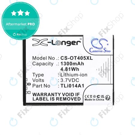 Baterija za Alcatel OneTouch Evolve, 1300mAh, Li-Ion, 3.7V, TLi014A1, HQ