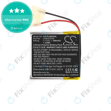 Baterija za Plantronics Voyager Focus B825, 360mAh, Li-Pol, 3.7V, AHB403029, HQ