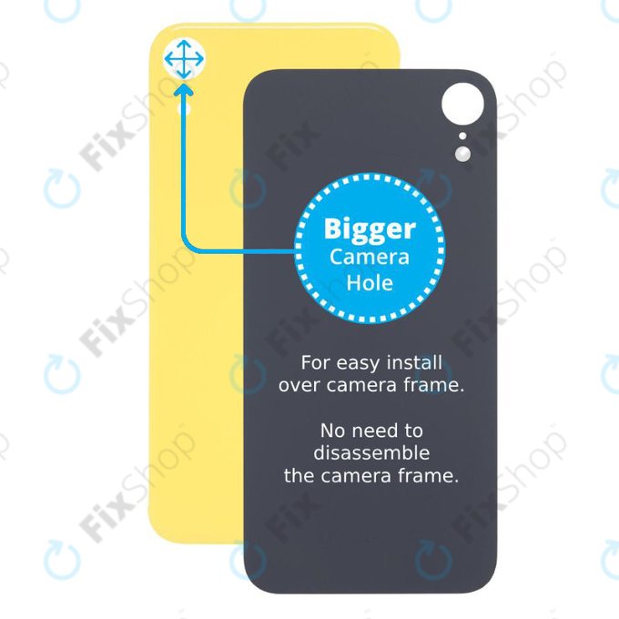 Apple iPhone XR - Staklo stražnjeg kućišta s većom rupom za kameru (žuto)