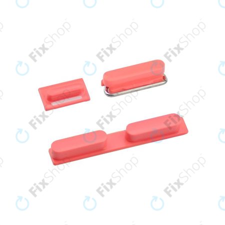 Apple iPhone 5C - Set bočnih gumba - Uključivanje/isključivanje + glasnoća + isključivanje zvuka (crveno)