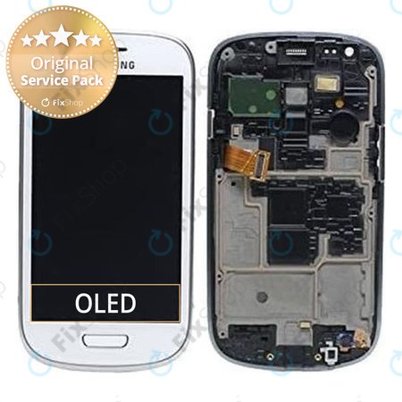 Samsung Galaxy S3 Mini i8190 - LCD zaslon + zaslon osjetljiv na dodir + okvir (bijeli) - GH97-14204A Originalni servisni paket