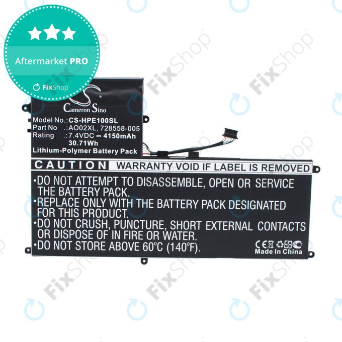 Baterija za HP Elitepad 1000, Elitepad 1000 G2, Ultrabook Ao02xl Series, 4150mAh, Li-Pol, 7.4V, AO02XL, HQ