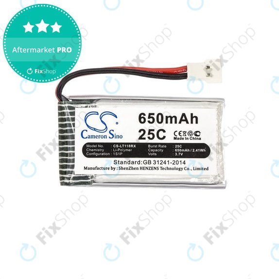 Baterija za Hubsan X4 H107, 650mAh, Li-Pol, 3.7V, H107C-A24, HQ